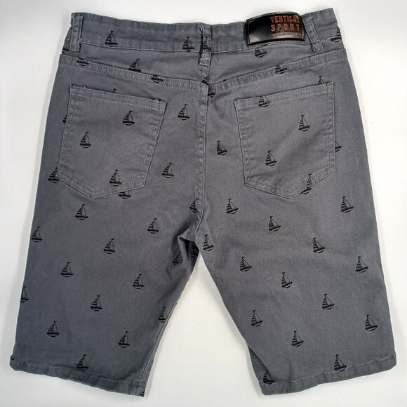 Vertical Sport Shorts Mens Sz 32 Bermuda Gray Black Mid Rise Boat Nautical Surf - Picture 6 of 11